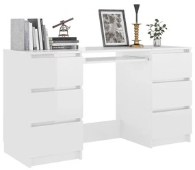 Secretária Luxes com 6 Gavetas de 140 cm - Branco Brilhante - Design M