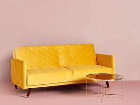 Sofá-cama de 3 lugares em veludo amarelo SENJA Beliani