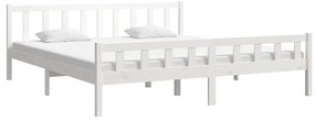 Estrutura de cama 160x200 cm madeira maciça branco