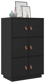 Aparador alto 67x40x108,5 cm pinho maciço preto