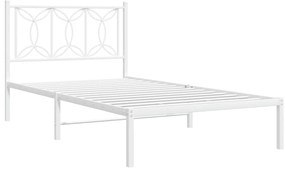 Estrutura de cama com cabeceira 100x190 cm metal branco