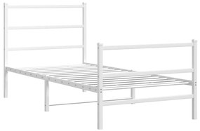 Estrutura de cama com cabeceira e pés 90x200 cm metal branco