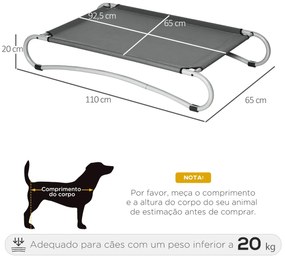 Cama Elevada para Cães Pequenos Médios Cama para Animais de Estimação com Tecido de Malha Respirável Estrutura Curvada de Aço para Interior e Exterior