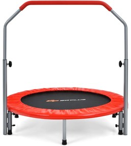 Mini Trampolim Dobrável 101 cm Trampolim de Treino Fitness para Adultos e Crianças com Pega Ajustável em Altura Vermelho