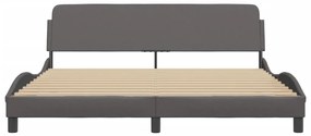 Estrutura cama c/ cabeceira 180x200cm couro artificial cinzento