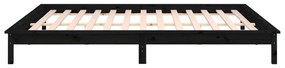 Estrutura cama c/ LED pequena casal 120x190 cm pinho preto