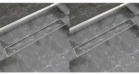 Dreno de chuveiro linear 2 pcs 830x140 mm aço inoxidável