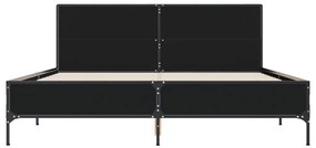 Estrutura de cama 160x200 cm derivados de madeira/metal preto