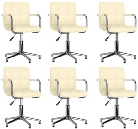 vidaXL Cadeiras de jantar giratórias 6 pcs couro artificial cor creme