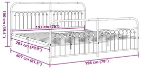 Estrutura de cama com cabeceira e pés 193x203 cm metal preto