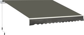 Outsunny Toldo Manual Retrátil 350x250 cm para Varanda com Manivela de Metal Impermeável e Anti-UV para Jardim Terraço Janelas Cinza | Aosom Portugal