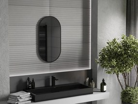 Mexen Loft espelho de casa de banho oval 75 x 40 cm, moldura preta - 9851-075-040-000-70