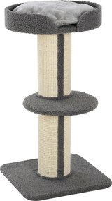 Arranhador para Gatos Altura 91 cm de 3 Níveis com Ninho Plataforma e Poste de Sisal 45x45x91 cm Cinza