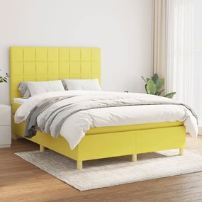 vidaXL Cama com molas/colchão 140x190 cm tecido verde
