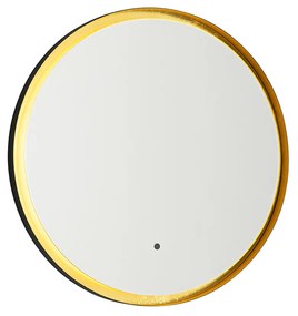 Espelho de casa de banho preto com dourado incl. LED e dimmer tátil - Pim Moderno