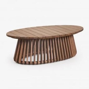 Mesa De Centro Oval Para Jardim 120x65 Cm Em Madeira De Acácia Mura Castanho Acácia - Sklum