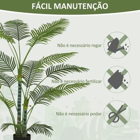 Planta Artificial Decorativa 170 cm Palmeira Artificial com Vaso e Folhas para Interior Casa Sala Escritório Verde