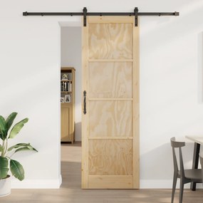 Porta Deslizante vidaXL com Conjunto de Acessórios 78x232 cm em Madeira de Pinho Maciça