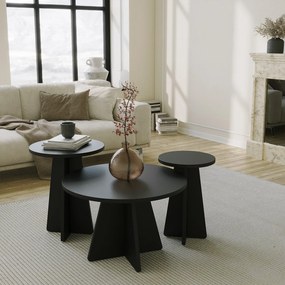 Conjunto de Mesas de Centro Mushroom – Preto – 60x40x60 cm, 40x50x40 c