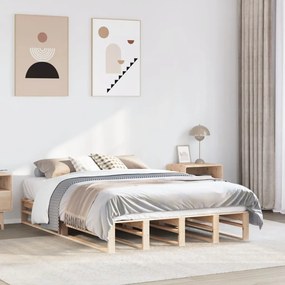 vidaXL Cama sem colchão 140x200 cm madeira de pinho maciça