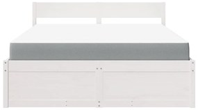 Cama com gavetas e colchão 160x200 cm pinho maciço branco