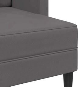 Sofá 2 lugares com Chaise em L 125 cm couro artificial cinzento