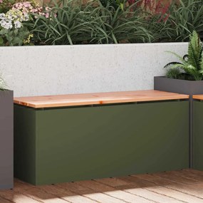 vidaXL Banco de jardim Verde-oliva 100 x 40 x 43 cm Aço