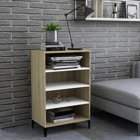 vidaXL Aparador 57x35x90cm derivados de madeira branco/carvalho sonoma