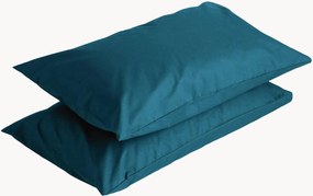 Fronhas em percal de algodão Petrol Blue, conjunto de 2