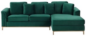 Sofá de canto em veludo verde esmeralda à esquerda OSLO Beliani