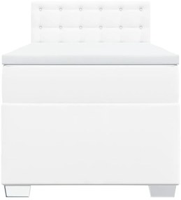 Cama com molas/colchão 90x190 cm couro artificial branco