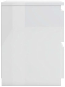 Mesas de cabeceira 2 pcs 30x30x40 cm contrapl. branco brilhante