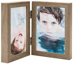 vidaXL Moldura com duas dobras 2x(10x15 cm) castanho-claro