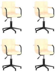 vidaXL Cadeiras de jantar giratórias 4 pcs veludo cor creme
