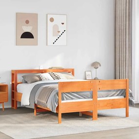 Cama sem colchão 140x190 cm pinho maciço castanho-mel