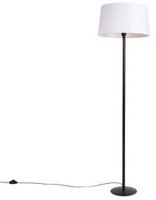 Luminária de pé preta com tom de linho branco 45 cm - Simplo Moderno