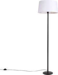 Candeeiro de pé preto com abajur de linho branco 45 cm - Simplo