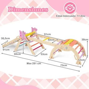 Conjunto de triângulo de escalada para crianças Montessori de madeira dobráveis 8 em 1 para bebés multicolor