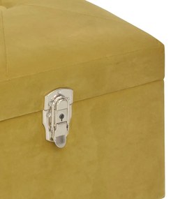 Banco com compartimento de arrumação 105 cm veludo mostarda