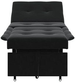 Sofá Cama 3 em 1 Retrátil Veludo Preto
