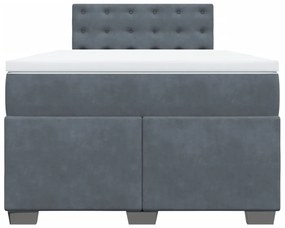 Cama boxspring com colchão 120x190 cm veludo cinzento-escuro