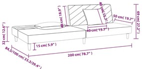 Sofá-cama 2 lugares com duas almofadas tecido cinzento-claro