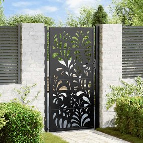 vidaXL Portão de jardim preto 100x175 cm aço design ondulado