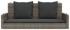 Banco baloiço com almofadões 119x56x48 cm vime PE cinzento