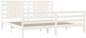 Cama sem colchão 200x200 cm madeira de pinho maciça branco