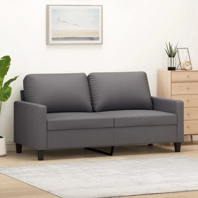 Sofá de 2 lugares 140 cm couro artificial cinza