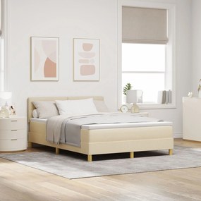 Cama com Box Spring com Colchão Creme 140x200 cm Tecido