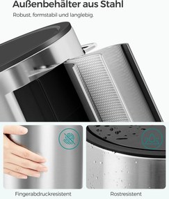 Caixote lixo casa de banho 3 litros com tampa Prateado + preto