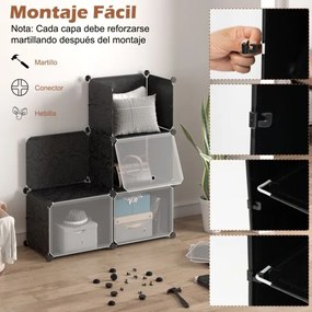 Sapateira de plástico de 8 níveis para 48 pares de sapatos 124 x 32 x 125 cm Preto