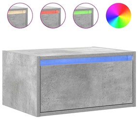 Mesas de cabeceira de parede c/ luzes LED 2pcs cinzento cimento